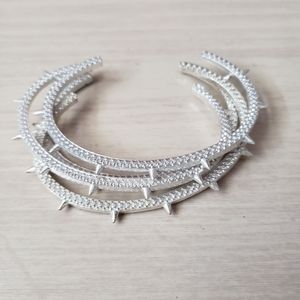 Silver spiked stacking bracelets